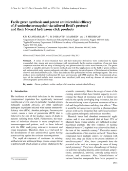 Facile Green Synthesis and Potent Antimicrobial Efﬁcacy of Β-Aminoheteronapthol Via Tailored Betti’S Protocol and Their Bis-Aryl Hydrazone Click Products