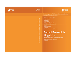 Current Research in Linguistics Advances in Social Science, Education, and Humanities Research Vol