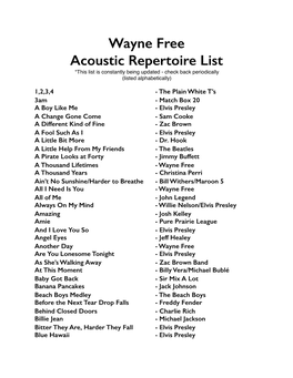 Acoustic Songlist