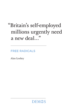“Britain's Self-Employed Millions Urgently Need