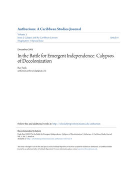 Calypsos of Decolonization Ray Funk Anthuriumcaribjournal@Gmail.Com