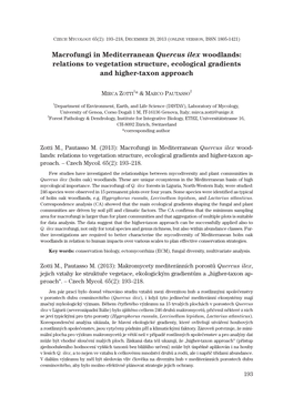 Macrofungi in Mediterranean Quercus Ilex Woodlands: Relations to Vegetation Structure, Ecological Gradients and Higher-Taxon Approach