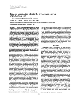 Of Escherichia Coli (DNA Sequence/Transcription/P Factor/Multiple Terminators) ANNA M