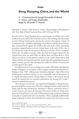Deng Xiaoping, China, and the World