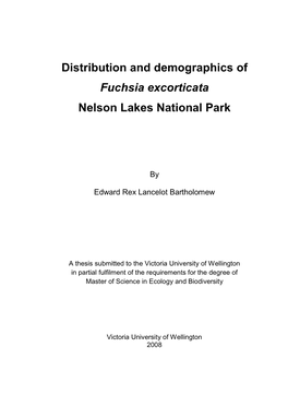 Distribution and Demographics of Fuchsia Excorticata Nelson Lakes National Park