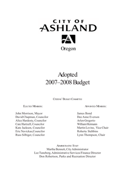 Adopted 2007–2008 Budget