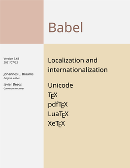 Localization and Internationalization Unicode TEX Pdftex Luatex Xetex