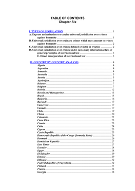 TABLE of CONTENTS Chapter Six