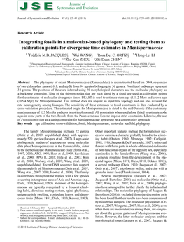 Integrating Fossils in a Molecularbased Phylogeny and Testing Them