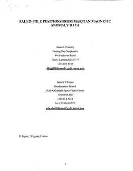 Paleo-Pole Positions from Martian Magnetic Anomaly Data