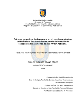 Patrones Genómicos De Divergencia En El Complejo Anthothoe Del