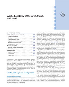 Applied Anatomy of the Wrist, Thumb and Hand