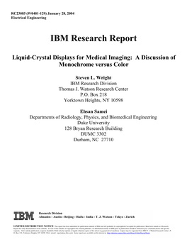 IBM Research Report Liquid-Crystal Displays for Medical Imaging