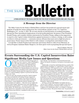 Silha Bulletin Fall 2020 Volume 26 Issue 1