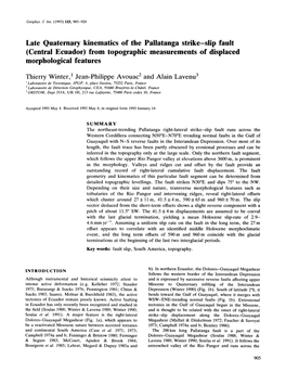 Late Quaternary Kinematics of the Pallatanga Strike-Slip Fault (Central Ecuador) from Topographic Measurements of Displaced Morphological Features