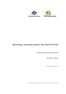 Becoming a University Teacher: the Role of the Phd