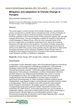 Mitigation and Adaptation to Climate Change in Hungary