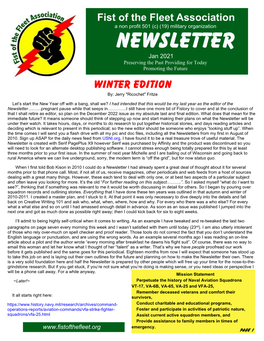 NEWSLETTER Jan 2021 Preserving the Past Providing for Today Promoting the Future Winter Edition By: Jerry 