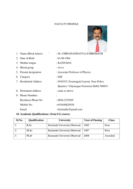 FACULTY PROFILE 1. Name