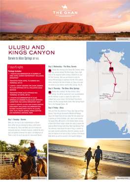 ULURU and KINGS CANYON Darwin Darwin to Alice Springs Or V.V