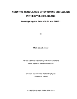 Negative Regulation of Cytokine Signalling in the Myeloid Lineage