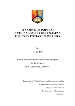 Dynamics of Popular Nationalism in China's Japan Policy in Post-Cold