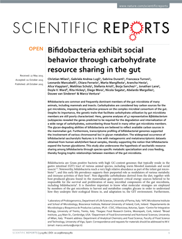 Bifidobacteria Exhibit Social Behavior Through Carbohydrate Resource Sharing in The