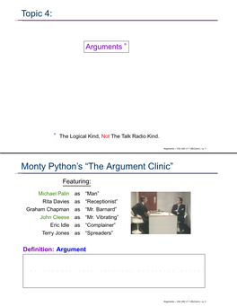 Topic 4: Monty Python's “The Argument Clinic”