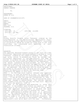 SUPREME COURT of INDIA Page 1 of 5 PETITIONER: RAMESH CHANDRA