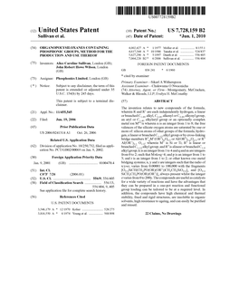 (12) United States Patent (10) Patent No.: US 7,728,159 B2 Sullivan Et Al