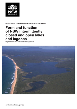 Form and Function of NSW Intermittently Closed and Open Lakes and Lagoons Implications for Entrance Management