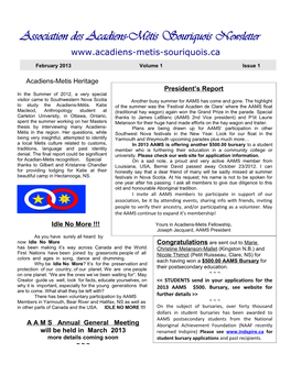 (AAMS) Newsletter -- February 2013