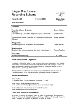 Larger Brachycera Recording Scheme