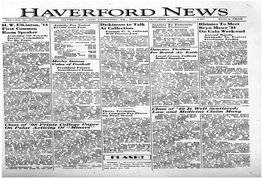 Haverf � � Z 627� $2.00 a Year Volume 32—Number 2 Haverford (And Ardmore), Pa., Tuesday, October 1, 1940