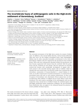 The Invertebrate Fauna of Anthropogenic Soils in the High-Arctic Settlement of Barentsburg, Svalbard Stephen J