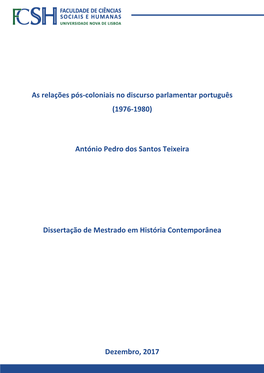 As Relações Pós-Coloniais No Discurso Parlamentar Português