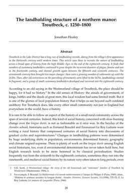 The Landholding Structure of a Northern Manor: Troutbeck, C