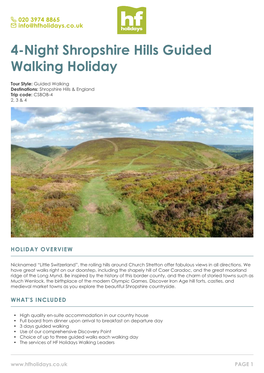 4-Night Shropshire Hills Guided Walking Holiday