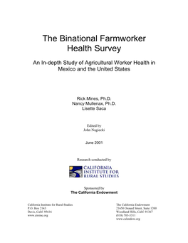 The Binational Health Survey (BHS)—Focused on Families from Among Ten Immigrant Networks Tied to the State of Zacatecas in Northwestern Mexico