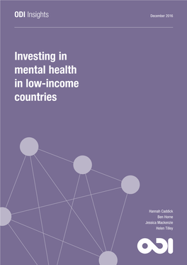 Investing in Mental Health in Low-Income Countries