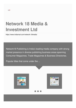 Network 18 Media & Investment