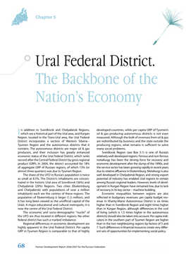 Ural Federal District. the Backbone of the Nation's Economy