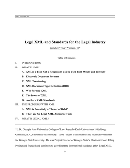 Legal XML and Standards for the Legal Industry