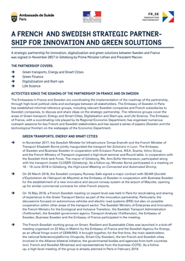 A French and Swedish Strategic Partner- Ship for Innovation and Green Solutions