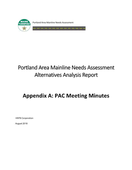 Portland Area Mainline Needs Assessment Alternatives Analysis Report