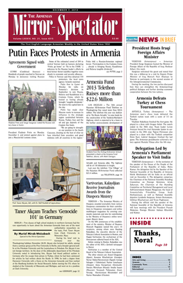 Putin Faces Protests in Armenia