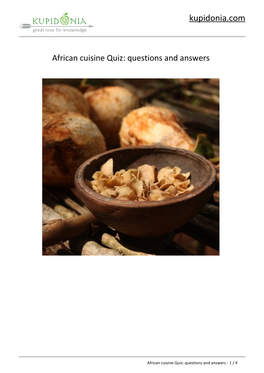 African Cuisine Quiz: Questions and Answers