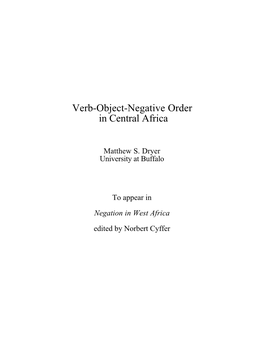 Verb-Object-Negative Order in Central Africa