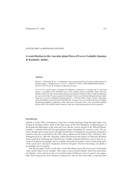 A Contribution to the Vascular Plant Flora of Lower Ladakh (Jammu & Kashmir, India)