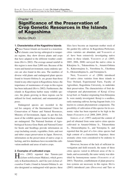 Significance of the Preservation of Crop Genetic Resources in the Islands of Kagoshima Michio ONJO
